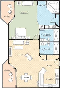 1br floorplan at Wyndham Santa Barbara