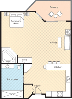 Studio floorplan at Wyndham Santa Barbara